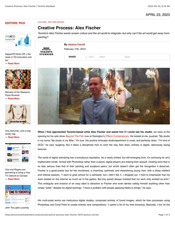 20120101 Creative Process Toronto Standard article